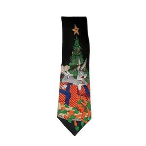 Loony tunes bugs bunny 100% silk Christmas tie‎